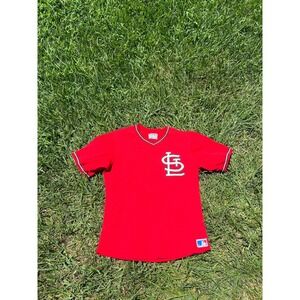 VTG St Louis Cardinals Sand-Knit Mesh Jersey T Shirt USA Men's Med Red